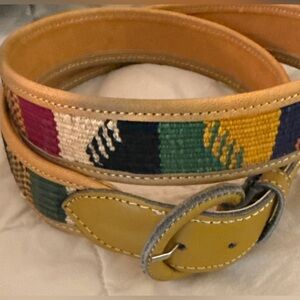 vintage Woven Embroidered Leather Handmade Belt Size 38